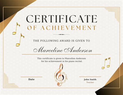 Music Award Certificate Template 7