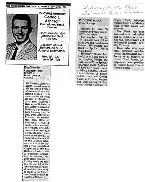 Muskegon Obituary Notices