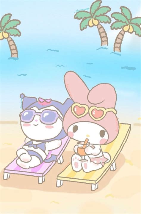 My Melody and Kuromi at the beach