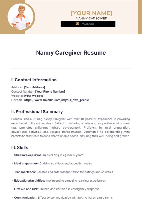 nanny resume template