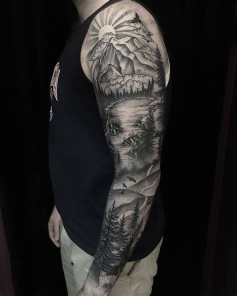 Nature-inspired full sleeve tattoo