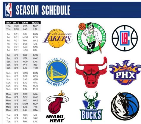 NBA Team Schedules