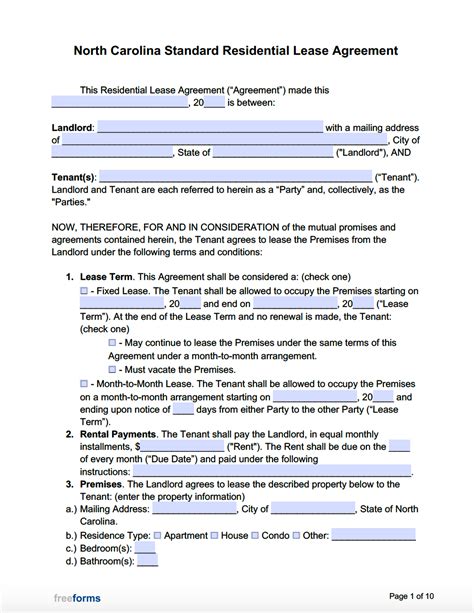 NC Lease Template 1