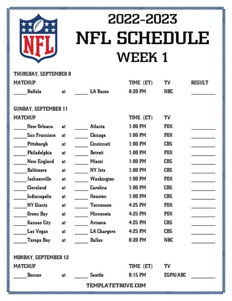 NFL Schedule Features