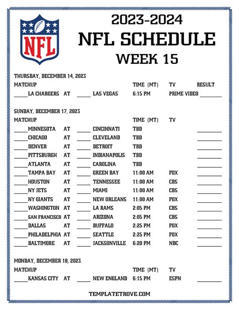 NFL Week 15 Schedule Tips and Tricks