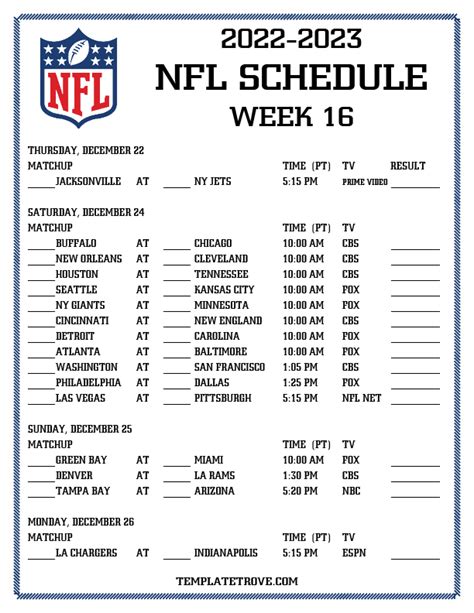 NFL Week 16 Schedule Image 1