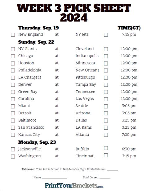 NFL Week 3 Schedule Overview