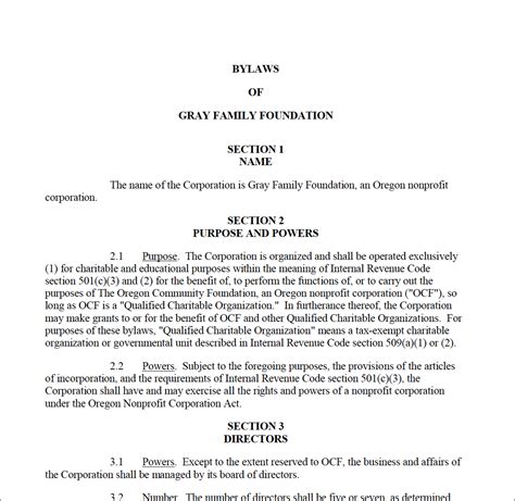 Nonprofit Bylaws Templates Customization