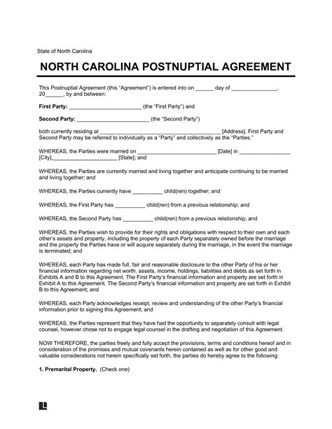 north carolina postnuptial agreement laws