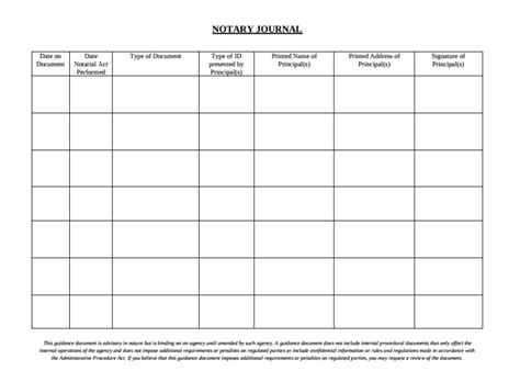 Notary Journal Templates