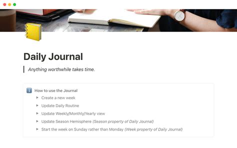 Notion daily journal template ideas