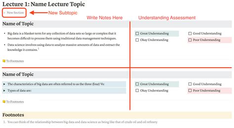 Notion template for notes