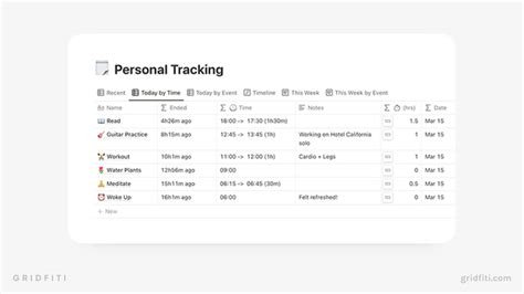 Notion template for time management