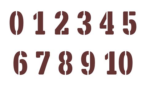 Number stencils used in various craft projects and DIY activities