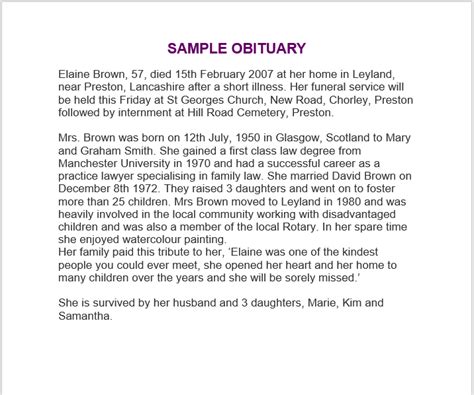 Obituary Notice Template