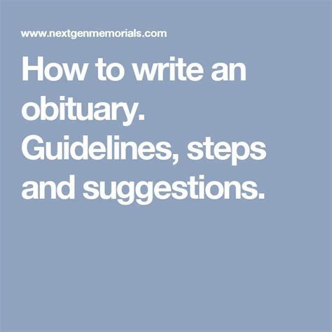 Obituary Tips and Guidelines