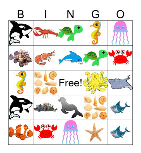 Ocean Animal Bingo Printables