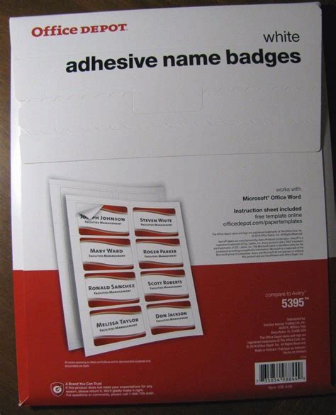 Example of Office Depot Label Template