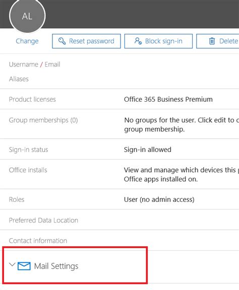 Office 365 Mail Settings