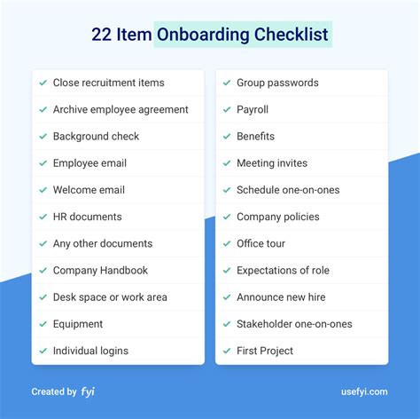 Description of Onboarding Checklist