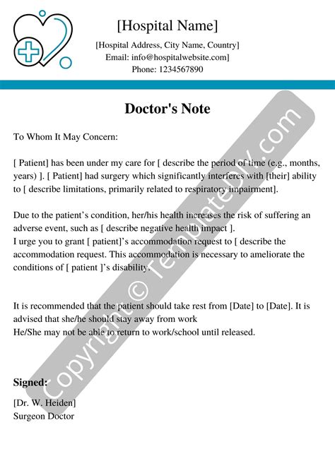 Oncology Doctor Note Template