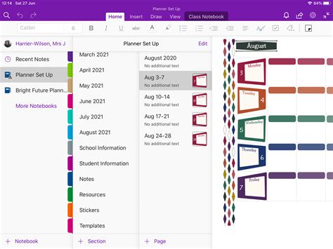 OneNote Planner Example