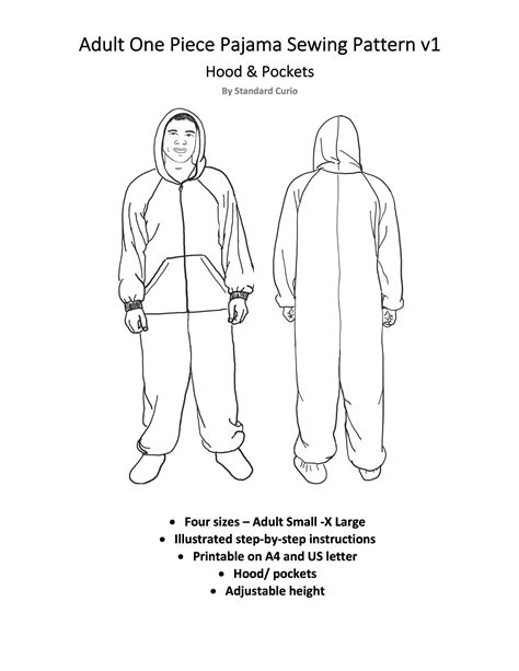 Onesie Pajama Pattern with Hood and Pockets