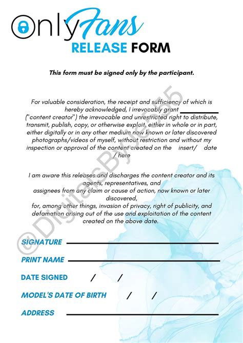 Onlyfans release form sample