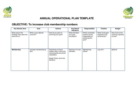 Operational Planning Template