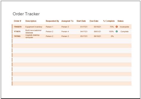 Order tracking template