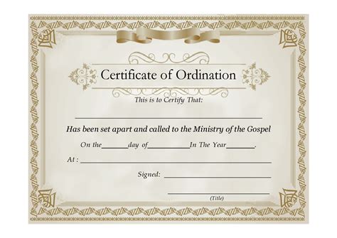 Ordination Certificate Templates Word