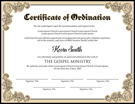 Ordination Template 1