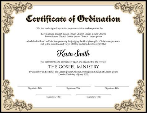 Ordination Template 9