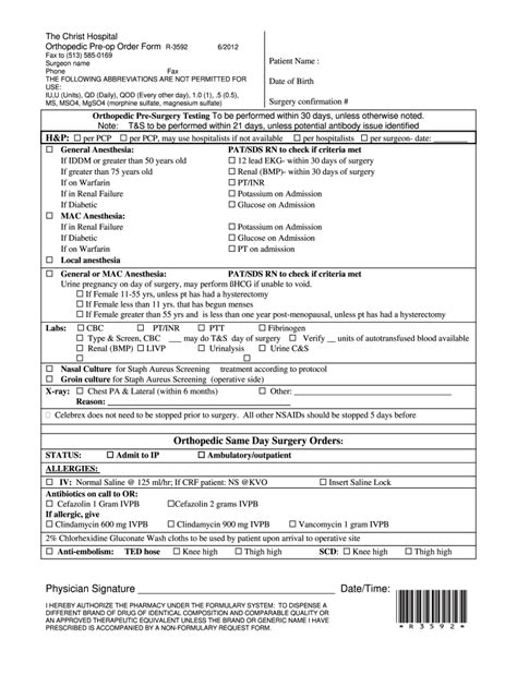 Orthopedic Doctor Note Template