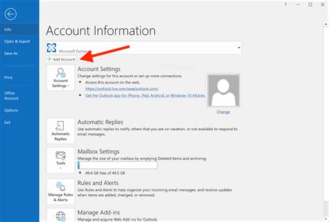 Outlook Account Settings