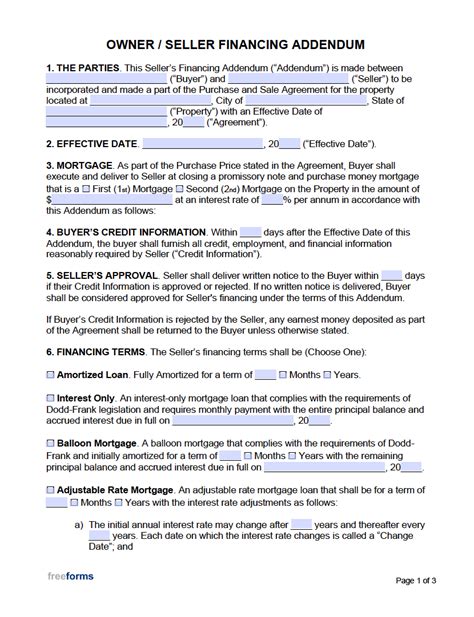 Owner Finance Contract Form