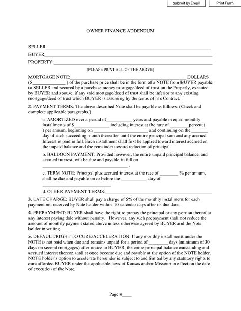 Owner Financing Loan Contract Template