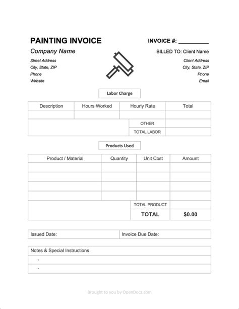 Components of a Painting Invoice