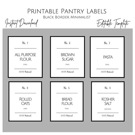 Variety of pantry label templates