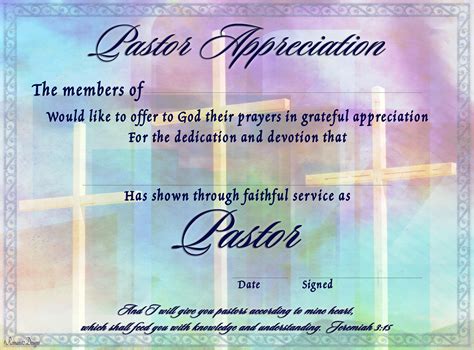 Pastor Appreciation Certificate Template