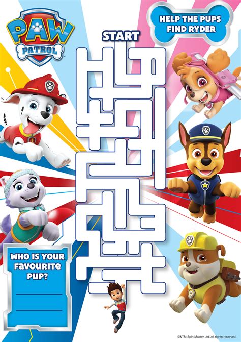 Paw Patrol activity sheets for fun