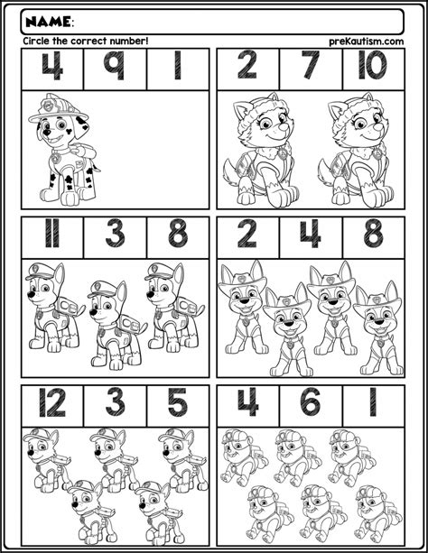 Paw Patrol math activities