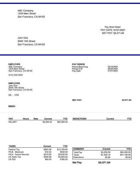 Pay Stub Template 1