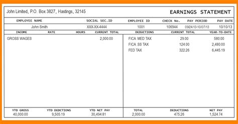 Pay Stub Template 5