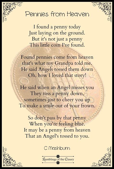 Pennies From Heaven Poem