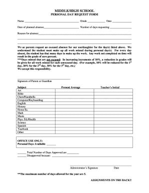 Personal Day Form Template