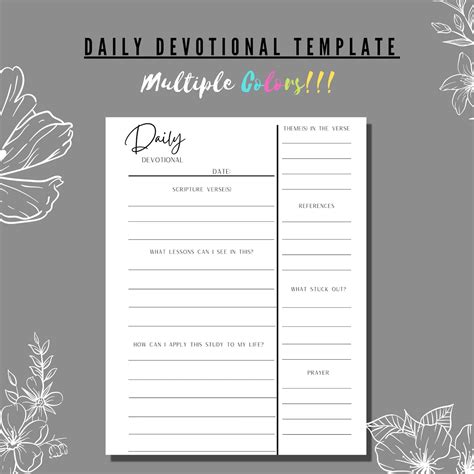 Personal devotional templates for reflection