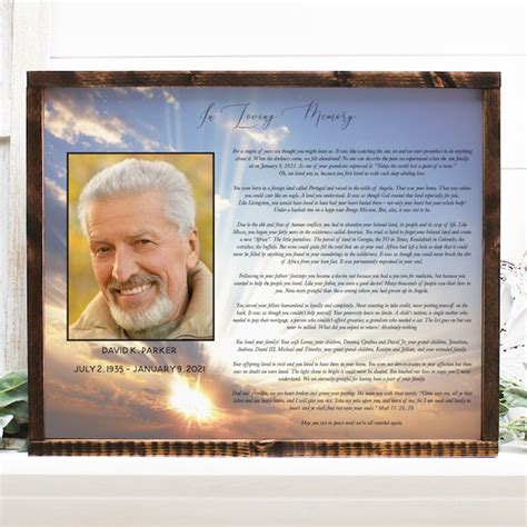 Example of a personalized obituary