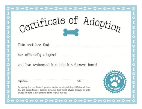 Pet Adoption Certificate