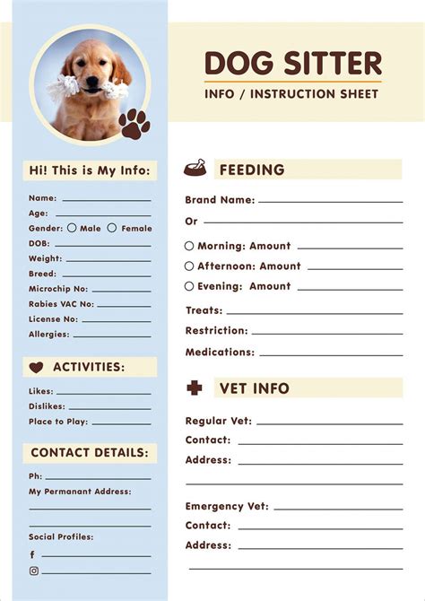 Pet Sitting Instructions Template Document